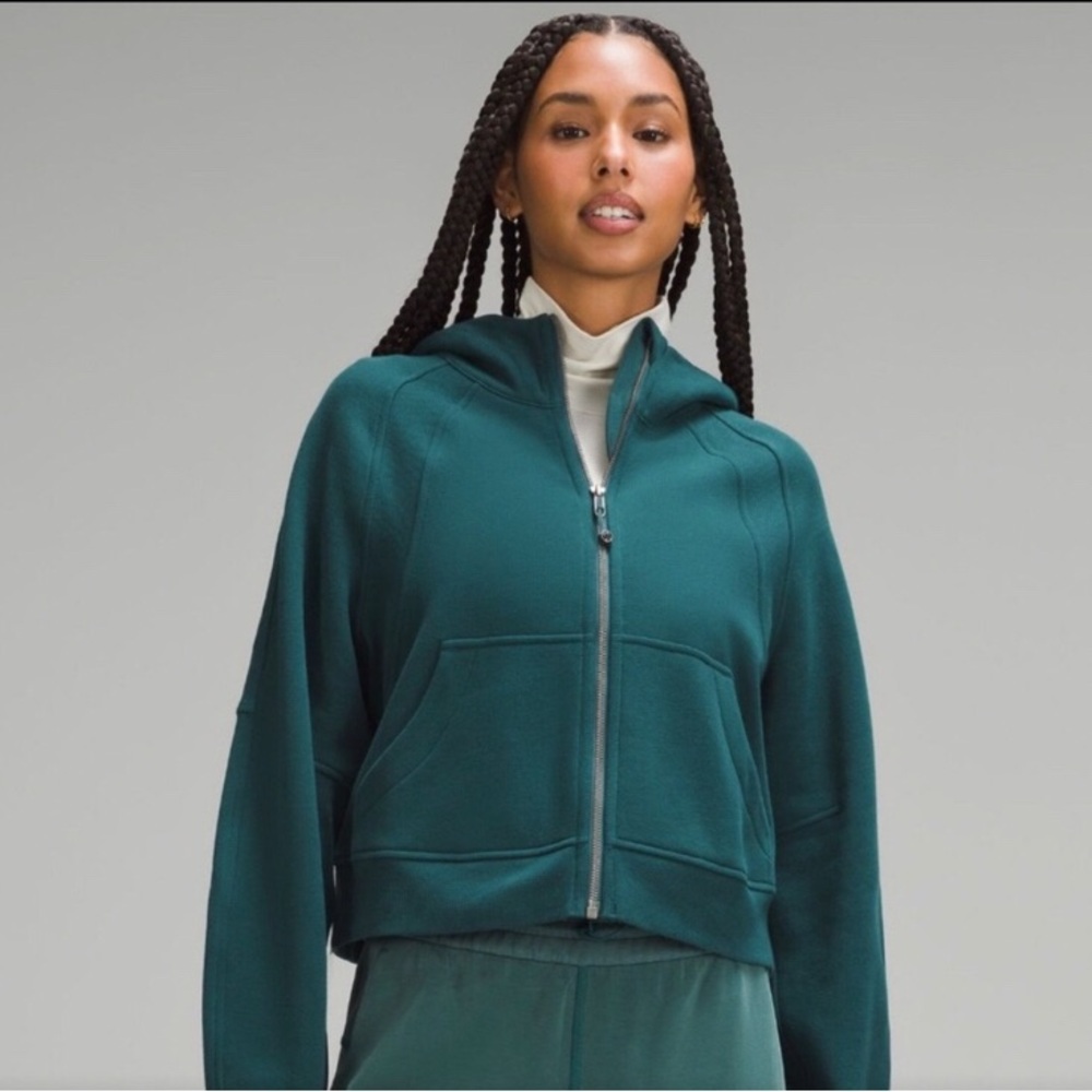 Lululemon Scuba Full Zip Cropped Hoodie - XS S - Storm Teal Green Crop 0 2 4 6